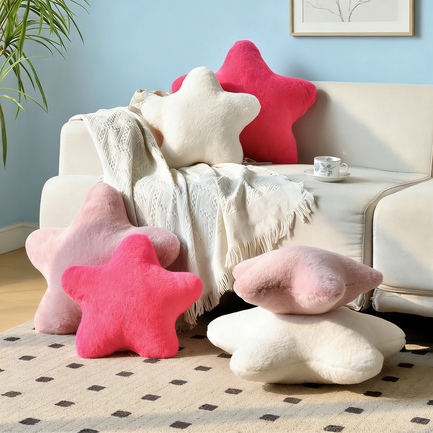 Star Shaped Plush Throw Pillow for Home Decor