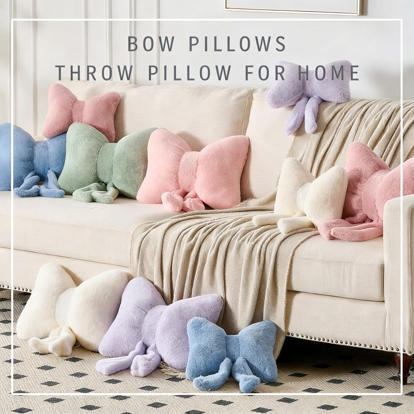 Bow Shaped Plush Throw Pillow for Home Decor