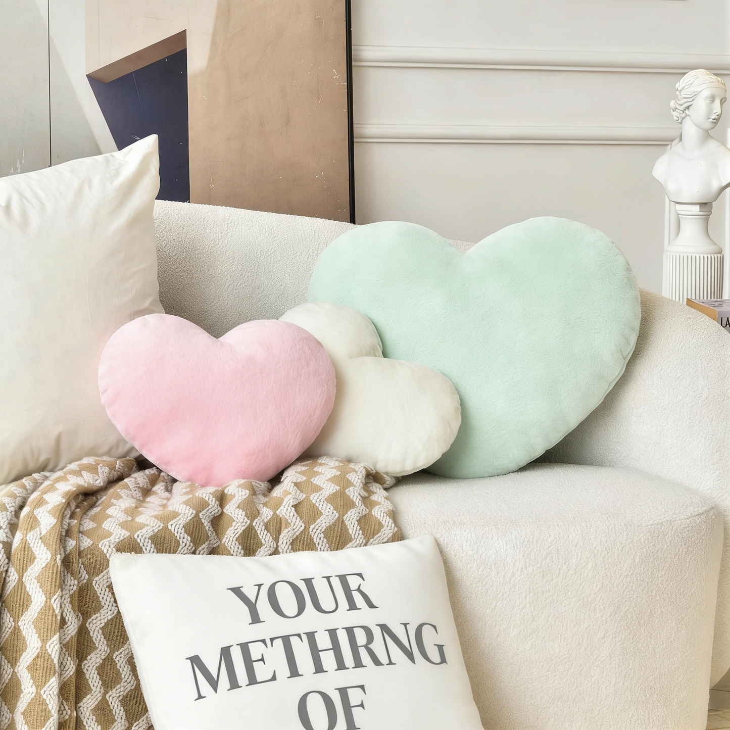 Heart Shaped Plush Throw Pillow for Home Decor
