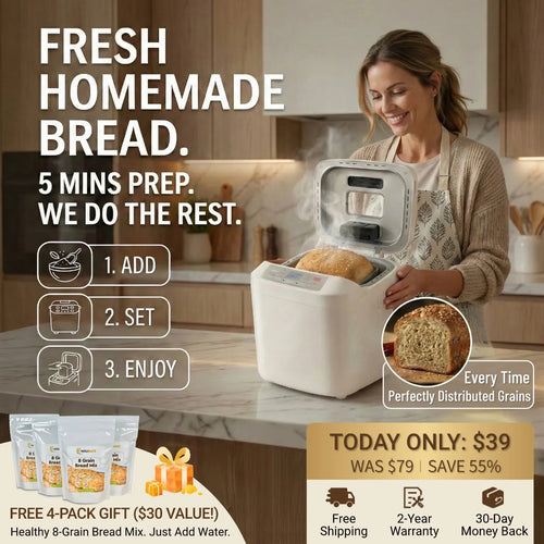 WorldMall 12-in-1 Automatic Bread Maker with Nut Dispenser & Delay Timer