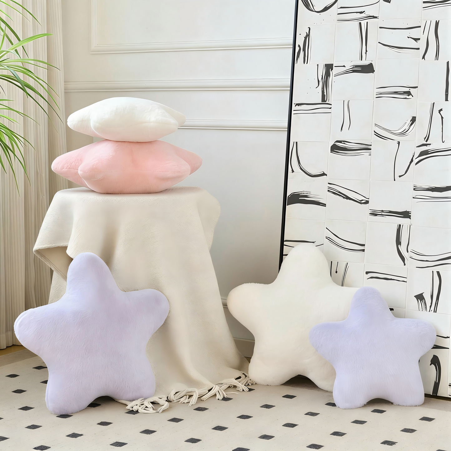 Star Shaped Plush Throw Pillow for Home Decor