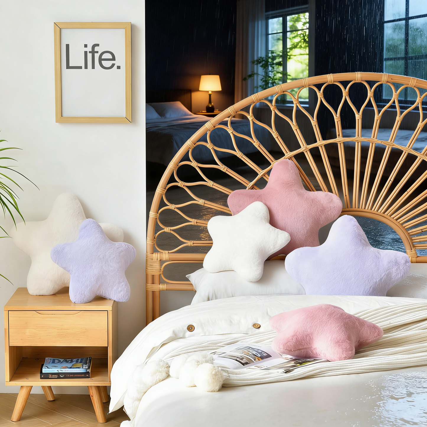 Star Shaped Plush Throw Pillow for Home Decor