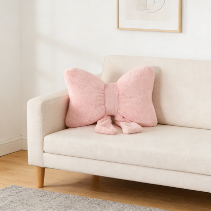Bow Shaped Plush Throw Pillow for Home Decor