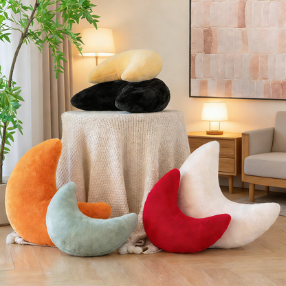 Moon Shaped Plush Throw Pillow for Home Decor
