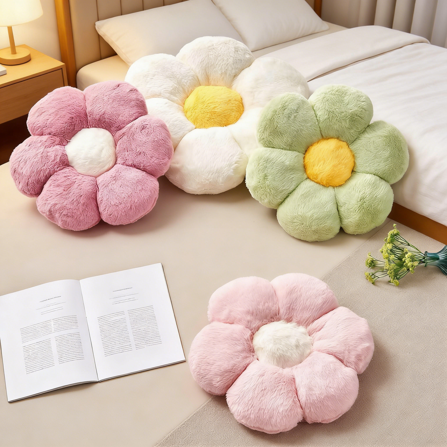 Flower Shaped Plush Floor Pillow Cushion for Home Decor