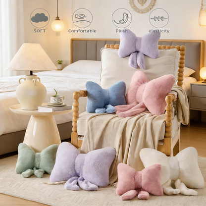 Bow Shaped Plush Throw Pillow for Home Decor