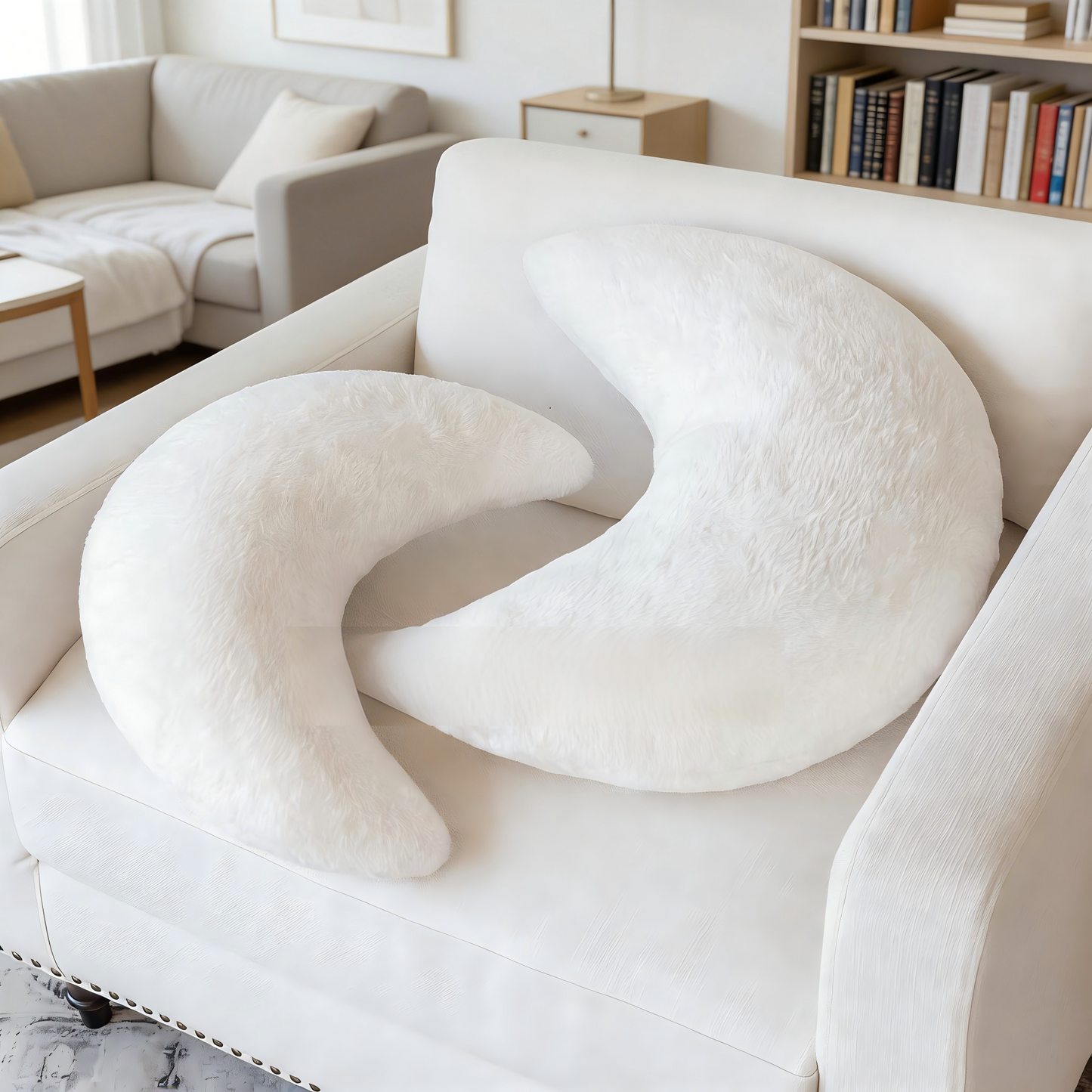 Moon Shaped Plush Throw Pillow for Home Decor