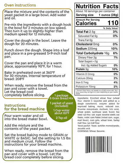 8 Grain Bread Mix for Oven & Bread Machine